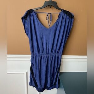 Express Women’s Royal Blue Dress with Lace Detail Size Large Vintage Y2K